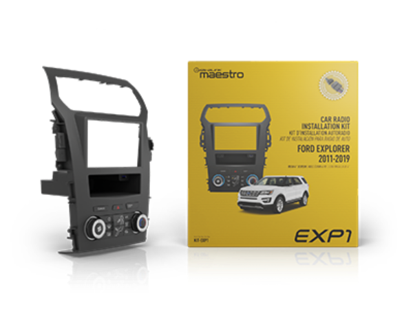 Radio replacement dash kit for Ford Explorer vehicles 2011-2019 equipped with a factory 4.3" screen